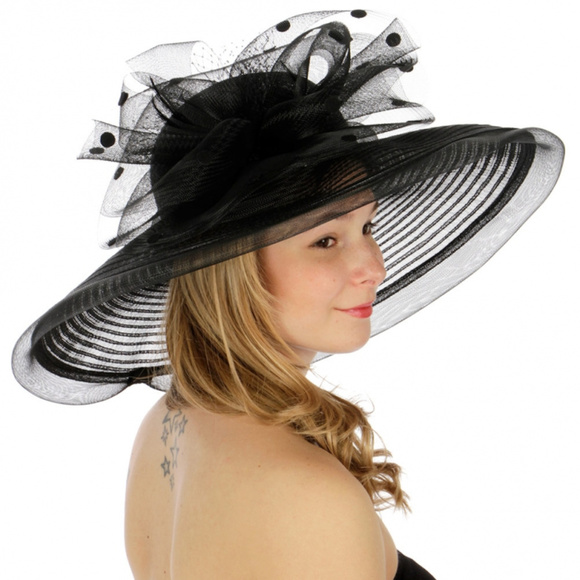 Polka dot and net dress hat